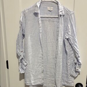 Linen Blue/White Button Down